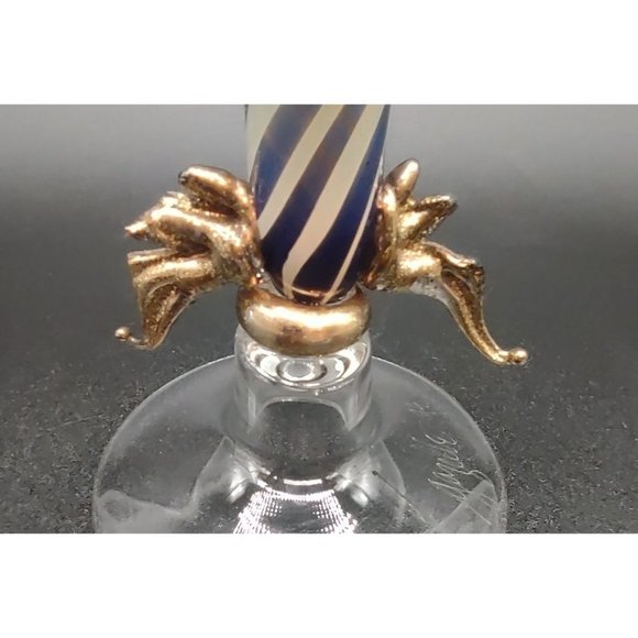 Salt Shaker Art Glass Signed 94 Gazette Gold Accents Hand Blown 5 In - Picture 6 of 8